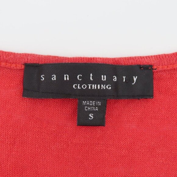 Sanctuary Women Small Solid Red All Linen Sleeveless One Pocket Tank Top Shirt - Picture 7 of 10